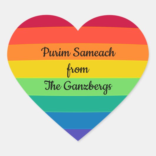 Purim Mishloach Manos Shalach Manot Heart Sticker (Voorkant)