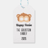 Purim monkey masker gemaskerd kostuum cadeaulabel (Achterkant)