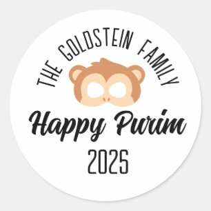 Purim monkey masker gemaskerd kostuum ronde sticker