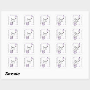 Purim Paarse Strikken Deelhoed Dranken Mishloach M Vierkante Sticker