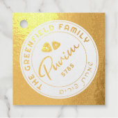 Purim Personated Script Real Gold Foil Label (Voorkant)