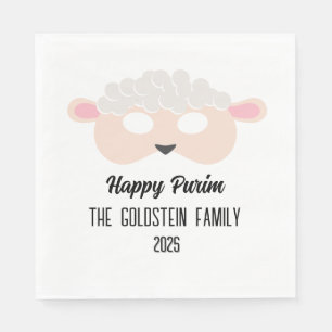 Purim schapenmasker maskerade kostuum familienaam servet