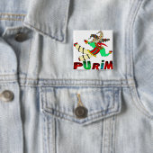 Purim Vierkante Button 5,1 Cm (In situ)