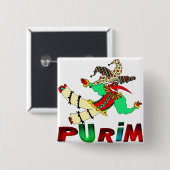 Purim Vierkante Button 5,1 Cm (Voorkant /achterkant)