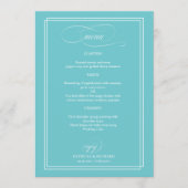 Purist Blue Elegant Wedding Menu (Devant)