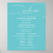 Purist Blue Wedding Ceremony Program Board Poster (Voorkant)