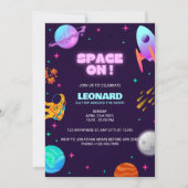 Purle Blue Space Invitation Anniversaire (Devant)