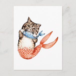 Purmaid Cat Mermaid Briefkaart