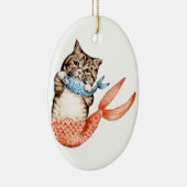 Purmaid Cat Mermaid Keramisch Ornament (Rechts)