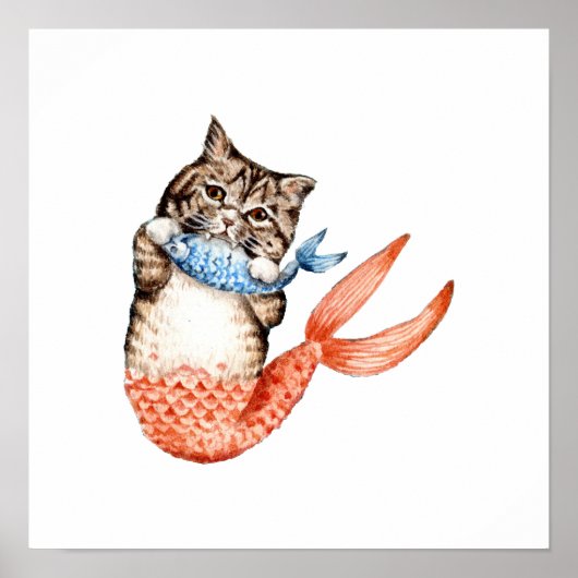 Purmaid Cat Mermaid Poster (Voorkant)