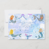 Purmaid kat zeemeermin waterverf meisje kinderen v bedankkaart (Voorkant)