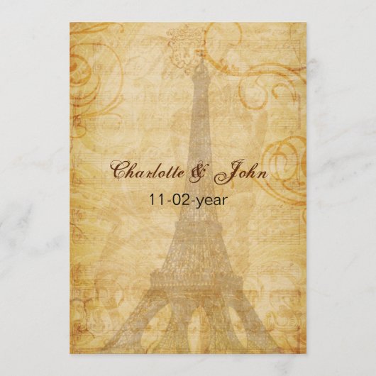 purp eiffeltoren Paris trouwmenukaarten Menu (Achterkant)