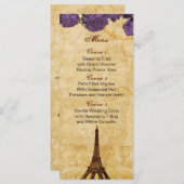 purp  eiffeltoren Paris trouwmenukaarten Menu (Voorkant / Achterkant)