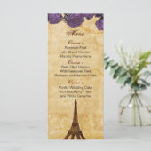 purp  eiffeltoren Paris trouwmenukaarten Menu (Staand voorkant)
