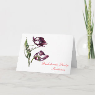 Purpe tulp botanische Bachelorete uitnodiging