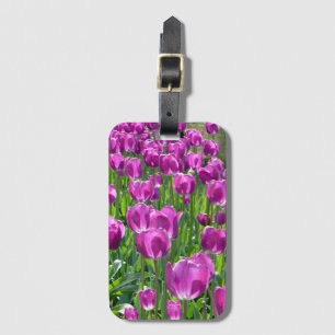 Purpere tulpen bagagelabel