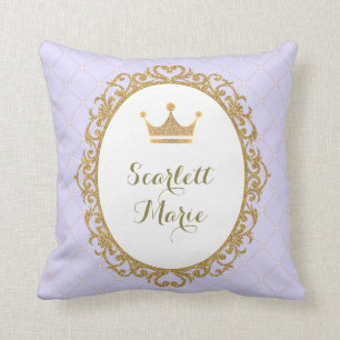Purpl Gold Royal Princess Crown Nursery Decoration Kussen