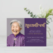 Purple 100e anniversaire de fête Invitation (Debout devant)