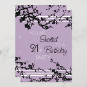 Purple 21e Anniversaire Carte d'invitation (Devant / Derrière)