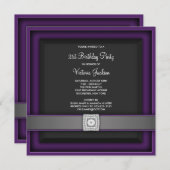 Purple 21e anniversaire Invitation de fête (Devant / Derrière)