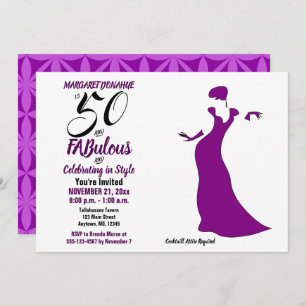 Purple 50 et FABulous Anniversday Party Invitation