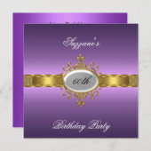 Purple 60e anniversaire Invitation fête violet (Devant / Derrière)