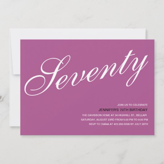 Purple 70e anniversaire Invitations (Devant)