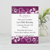 Purple 80e anniversaire Invitation (Debout devant)