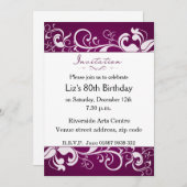 Purple 80e anniversaire Invitation (Devant / Derrière)