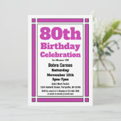Purple 80e anniversaire Invitation (Debout devant)