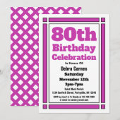 Purple 80e anniversaire Invitation (Devant / Derrière)