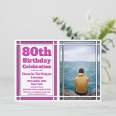 Purple 80e anniversaire Invitation de fête (Debout devant)