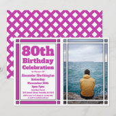 Purple 80e anniversaire Invitation de fête (Devant / Derrière)