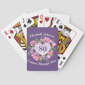 Purple 80e anniversaire Personnalisé Cartes de jeu