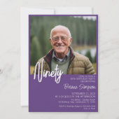 Purple 90e anniversaire Invitation photo (Devant)