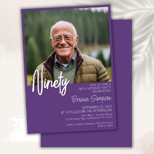 Purple 90e anniversaire Invitation photo