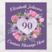 Purple 90e anniversaire Vin bouteille Étiquettes (Étiquettes simples)