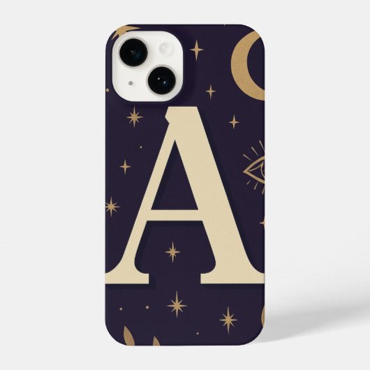 "Purple A Letter Phone Case – Cute Starry Design,  iPhone Hoesje (Achterkant)