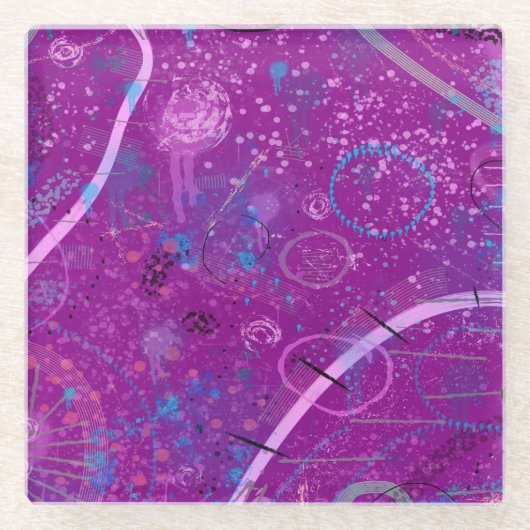 Purple Abstract Dreamscape Glazen Onderzetter (Voorkant)