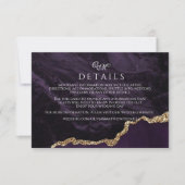 Purple Agate & Gold Mariage Script Détails Cartes (Devant)