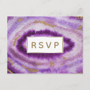 Purple Agate Mariage Invitations rsvp Carte Postal