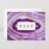 Purple Agate Mariage Invitations rsvp Carte Postal (Devant / Derrière)