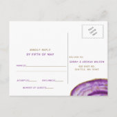 Purple Agate Mariage Invitations rsvp Carte Postal (Dos)