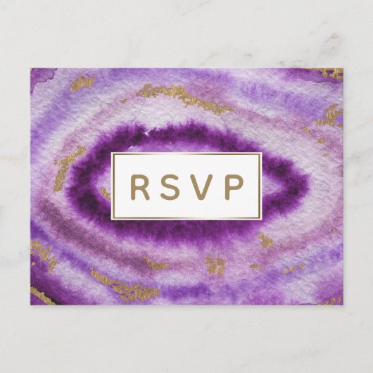 Purple Agate Mariage Invitations rsvp Carte Postal (Devant)