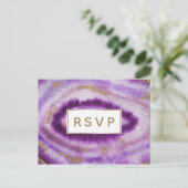 Purple Agate Mariage Invitations rsvp Carte Postal (Debout devant)