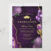 Purple Agate Photo Graduation Party Invitation (Devant)
