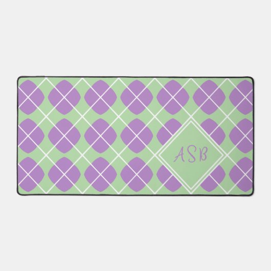 Purple Agyle Pastel Mint Modern Monogram (Recto)