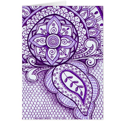 Purple Amethyst Damask Indien Mandala Blanc à l'in (Devant)