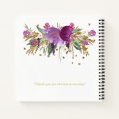 Purple Amethyst Gold Floral Livre d'invités | (Dos)