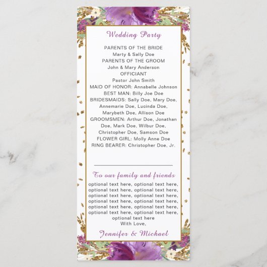 Purple Amethyst Gold Parties scintillant programme (Dos)